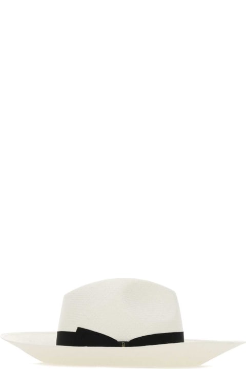 ウィメンズ Borsalinoのアクセサリー Borsalino White Straw Sophie Panama Hat