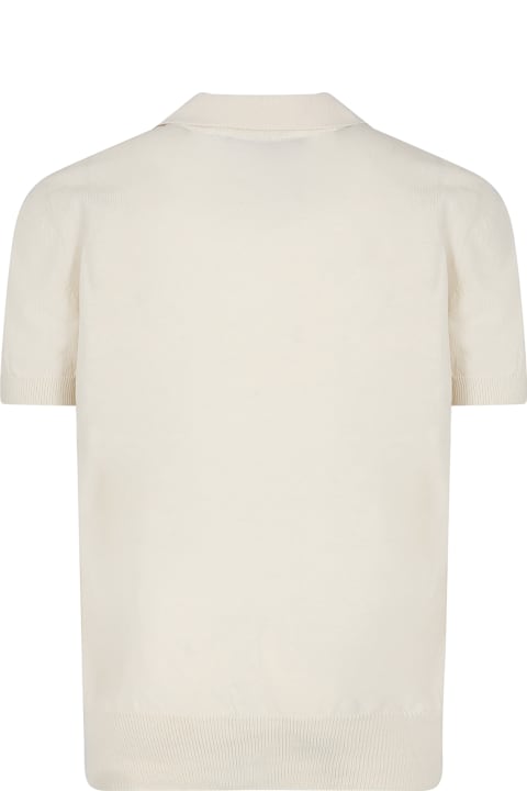 ウィメンズ MSGMのTシャツ＆ポロシャツ MSGM Ivory Polo Shirt For Boy With Logo