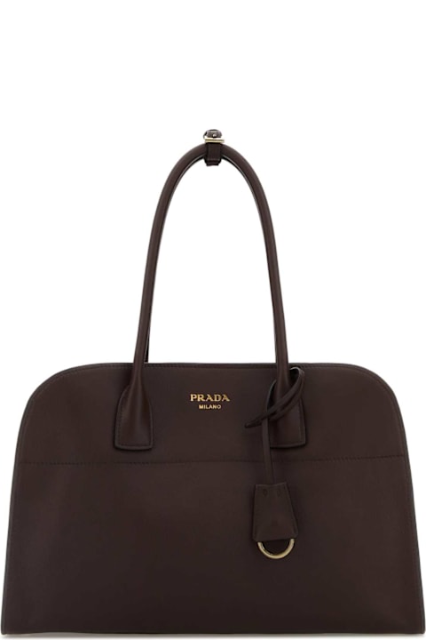 Prada Bags for Women Prada Aubergine Leather Medium Shopping Bag
