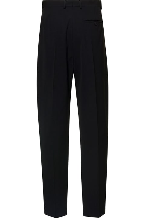 Oversized Black Tailored Pants In Wool Blend Man