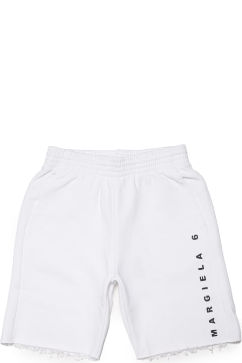 ウィメンズ新着アイテム MM6 Maison Margiela Mm6p72u Shorts Maison Margiela White Straight-leg Fleece Shorts With Logo