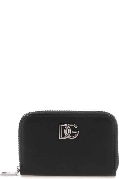 ウィメンズ Dolce & Gabbanaの財布 Dolce & Gabbana Logo Plaque Zipped Compact Wallet