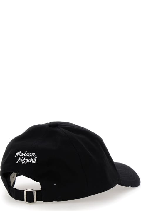 Homeware Maison Kitsuné Black Baseball Cap With Fox Head Patch In Cotton Woman