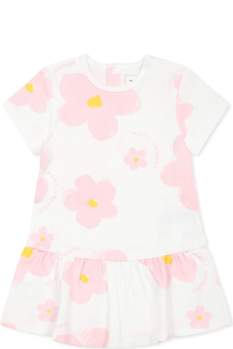Little Marc Jacobs for Kids Little Marc Jacobs White Dress For Baby Girl With Flowers