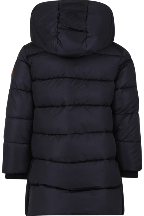 Homeware Save the Duck Black Down Jacket For Girl With Logo