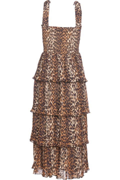 Ganni for Women Ganni Leopard Print Midi Dress