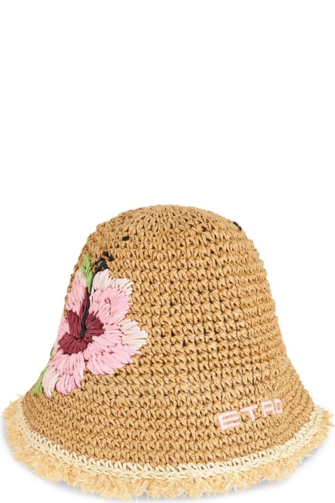Etro Hats for Women Etro Raffia Bucket Hat With Embroidery