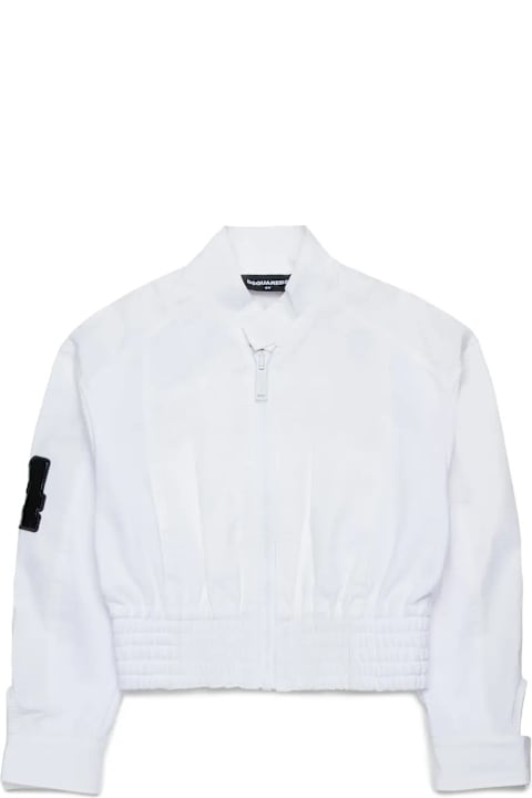 Dsquared2 Coats & Jackets for Girls Dsquared2 White Jacket With Print On Back