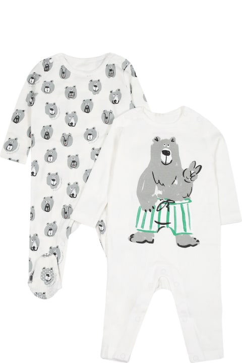 Stella McCartney Kids Stella McCartney Kids White Set For Baby Boy With Printed Bear