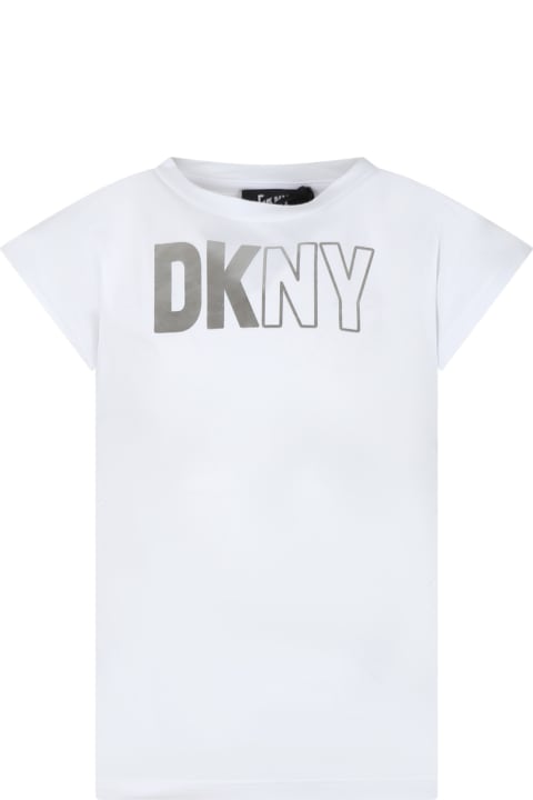 T-Shirts & Polo Shirts for Girls DKNY White T-shirt For Girl With Silver Logo