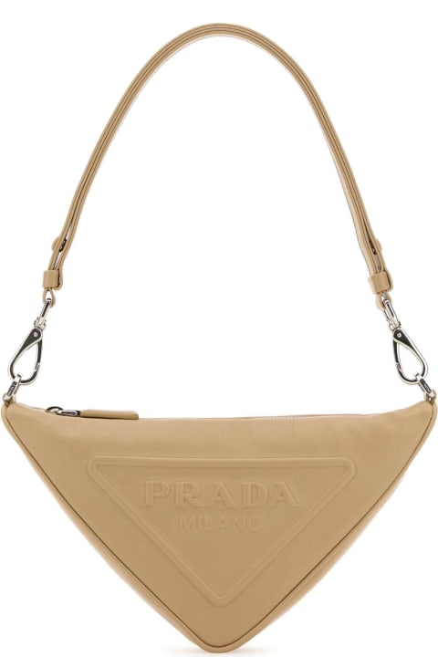 Prada for Women Prada Sand Leather Prada Triangle Shoulder Bag