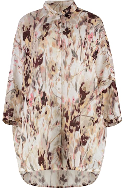 120% Lino Clothing for Women 120% Lino Printed Linen Shirt