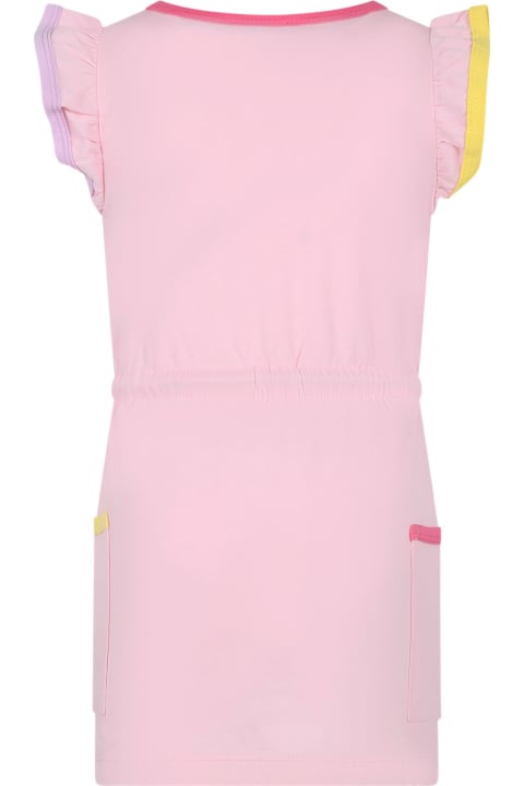 Dresses for Girls Rykiel Enfant Pink Dress For Girl With Logo And Heart