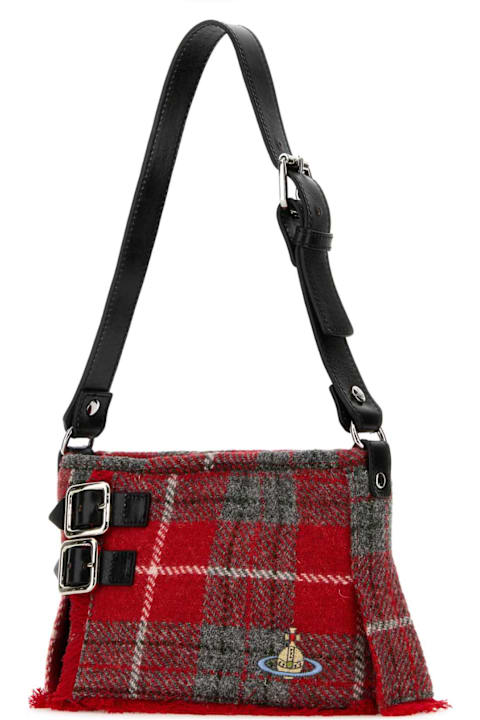 Vivienne Westwood for Women Vivienne Westwood Embroidered Wool Heather Kilt Bag Shoulder Bag