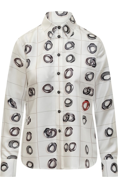 Ferragamo ملابس علوية لـ السيدات Ferragamo Silk Shirt With Geometric Print