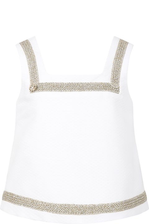 Genny for Girls Genny White Top For Girl With Lurex Detail