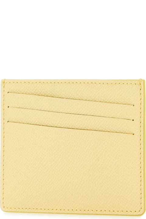 Wallets for Women Maison Margiela Pastel Yellow Leather Four Stitches Cardholder