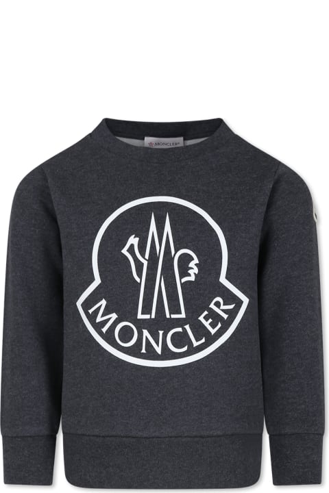 Fashion for Boys Moncler Grey Sweatshirt For Kids With Logo