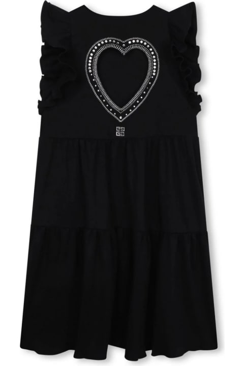 Dresses for Girls Givenchy Black Sleeveless Dress With Rhinestone Logo