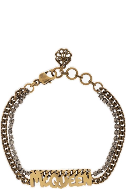 Jewelry for Women Alexander McQueen Grafitti Logo Plaque Bracelet