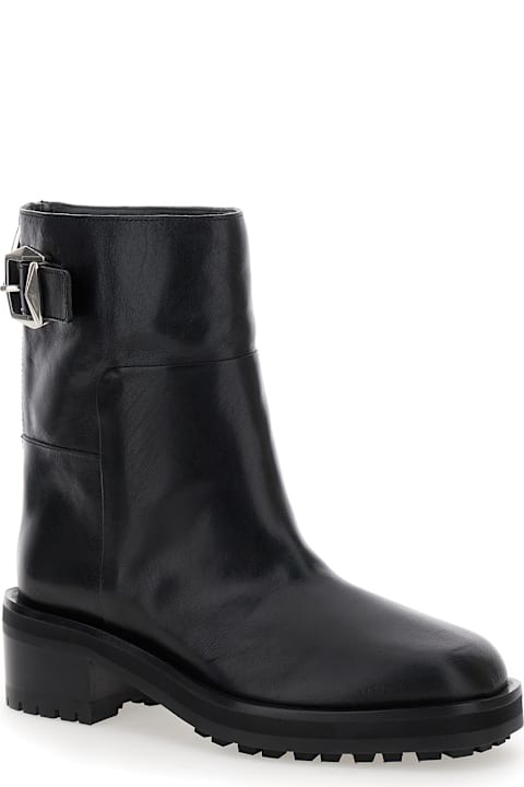Jimmy Choo Boots for Women Jimmy Choo 'brooklyn' Black Ankle Boots With Buckle In Smooth Leather Woman
