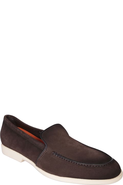 Shoes for Men Santoni Malibu Rubber Suede Loafer In Brown