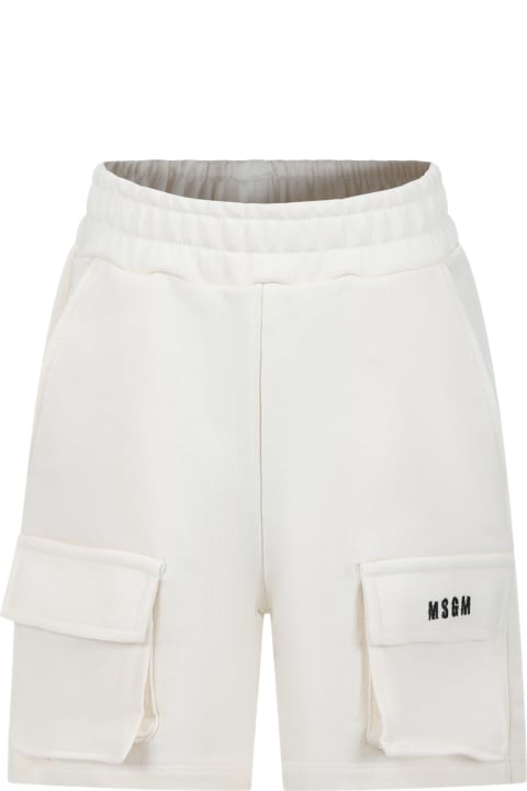 MSGM Bottoms for Women MSGM Ivory Shorts For Boy With Logo