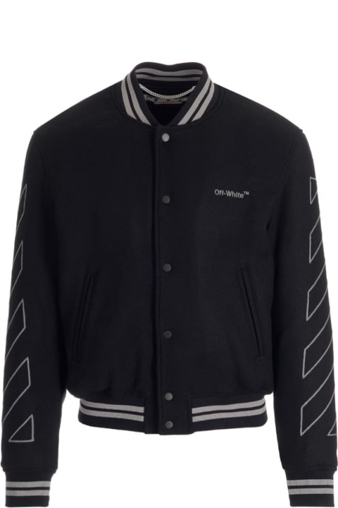 Off-White Diag logo-embroidered Varsity Jacket - Farfetch