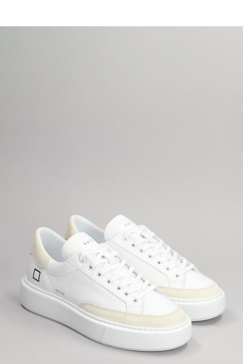 D.A.T.E. Wedges for Women D.A.T.E. Sfera Sneakers In White Leather