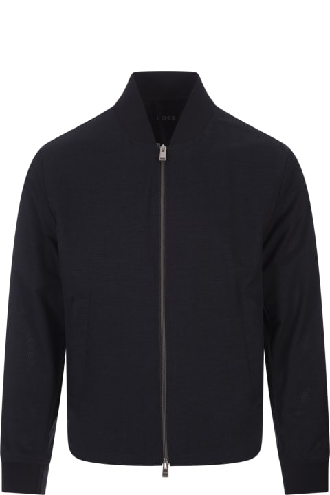 Hugo Boss Clothing for Men Hugo Boss Dark Blue Slim Fit Mesh Jacket
