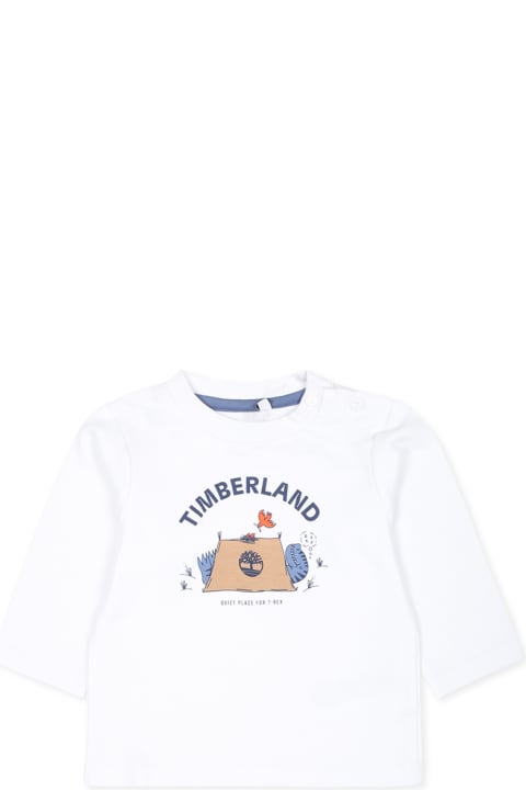 Homeware Timberland White T-shirt For Baby Boy With Logo
