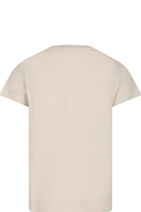 Fendi Topwear for Boys Fendi Beige T-shirt For Kids With Logo Print