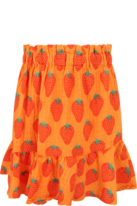 Orange Skirt For Girl With Strawberries