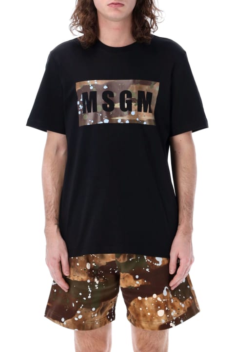 MSGM Topwear for Men MSGM Camo Box Logo T-shirt