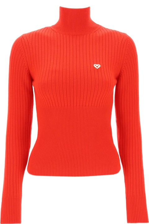 Casablanca Sweaters for Women Casablanca Ribbed High-neck Wool Sweater