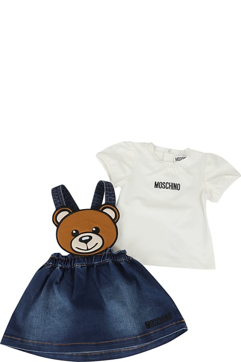 Moschino T-Shirts & Polo Shirts for Baby Girls Moschino 2 Pz Tshirt E Salopette