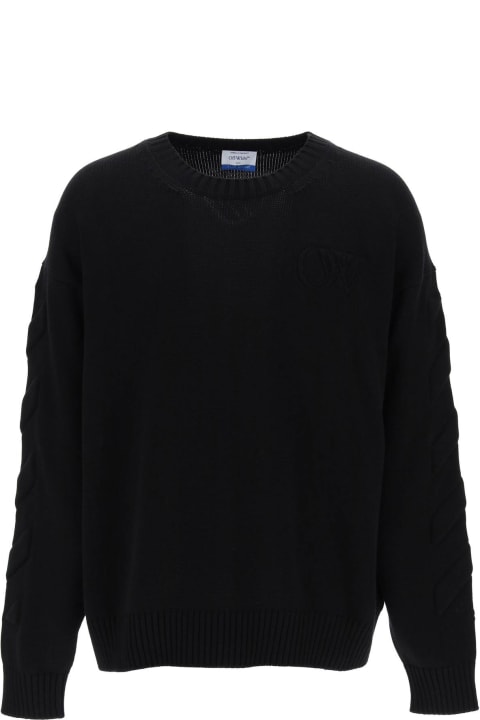Sweaters for Men Off-White Sweater With Embossed Diagonal Motif
