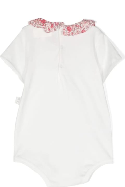 Bodysuits & Sets for Baby Girls Teddy & Minou White Bodysuit With Poppy Coloured Ruffles