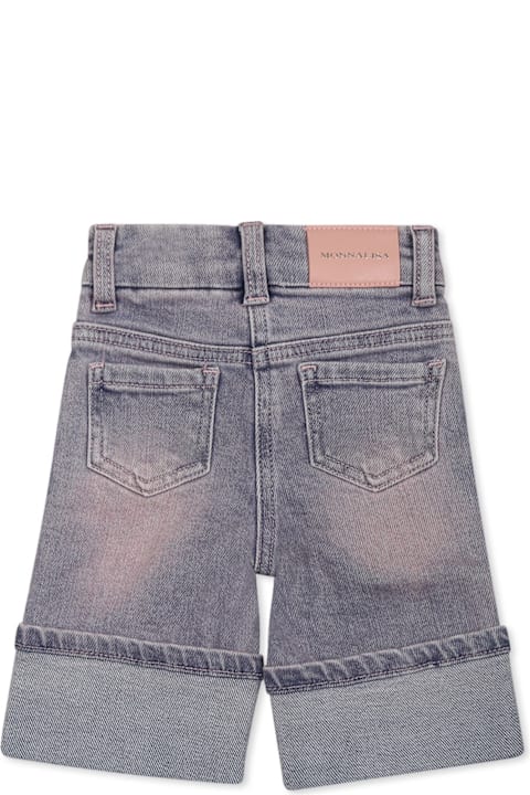Homeware Monnalisa Denim Jeans For Baby Girl With Roses