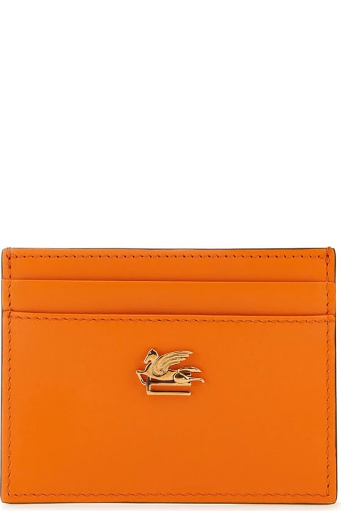 Wallets for Women Etro Orange Leather Cardholder
