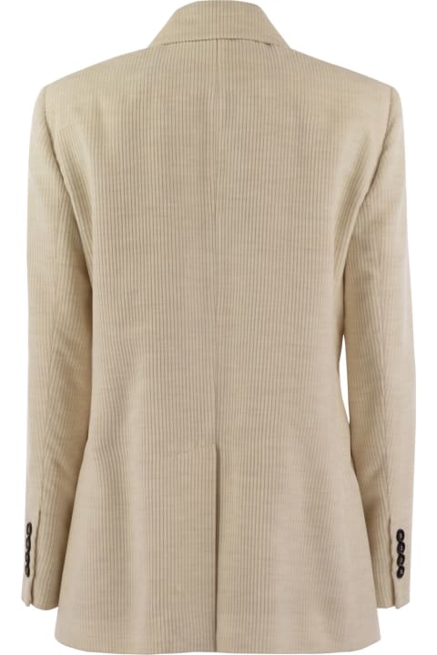 Fashion for Women Brunello Cucinelli Viscose And Cotton Corduroy Jacket With Necklace