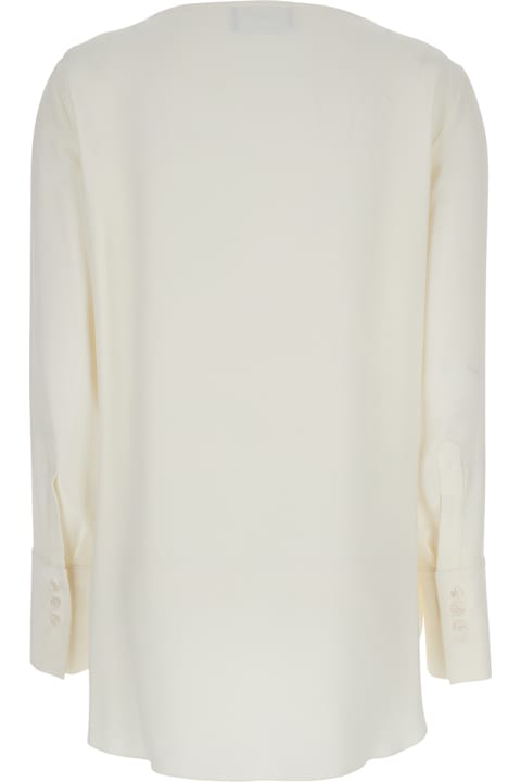 The Seafarer for Men The Seafarer 'poppy' White Crewneck Shirt With Rounded Hem And Vent On The Front In Viscose Blend Woman