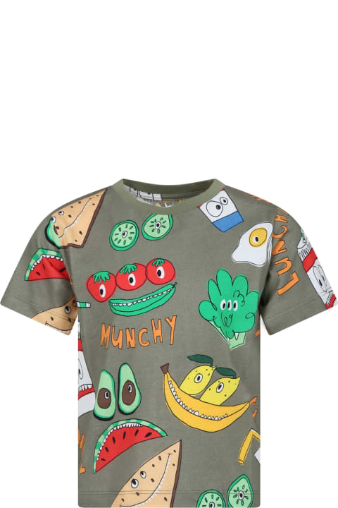 Stella McCartney Kids T-Shirts & Polo Shirts for Boys Stella McCartney Kids Green T-shirt For Boy With Multicolor Pattern