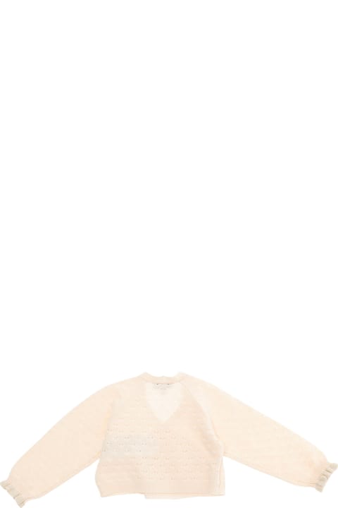 Homeware Emporio Armani Beige Sweatshirt With V Neck And Elastic Cuffs In Cotton Baby