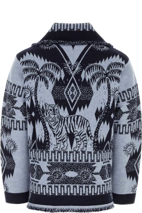 Alanui Sweaters for Men Alanui Embroidered Wool Blend Wood Block Ibrid Cardigan