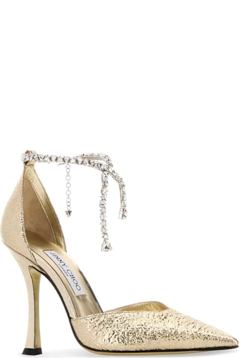 Jimmy Choo Gold Fabric Stevie 100 Pumps