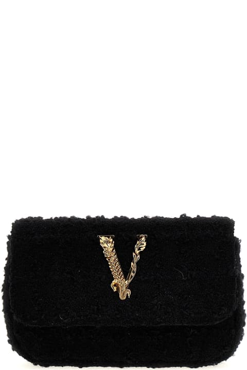 Versace for Women Versace Logo Tweed Crossbody Bag