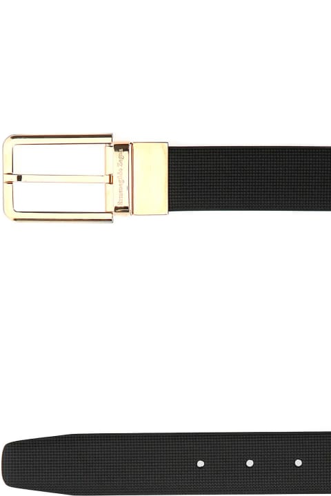 Belts for Men Zegna Black Leather Belt