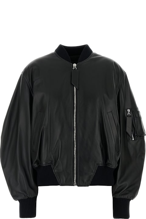 The Attico for Women The Attico Black Leather Bomber Jacket
