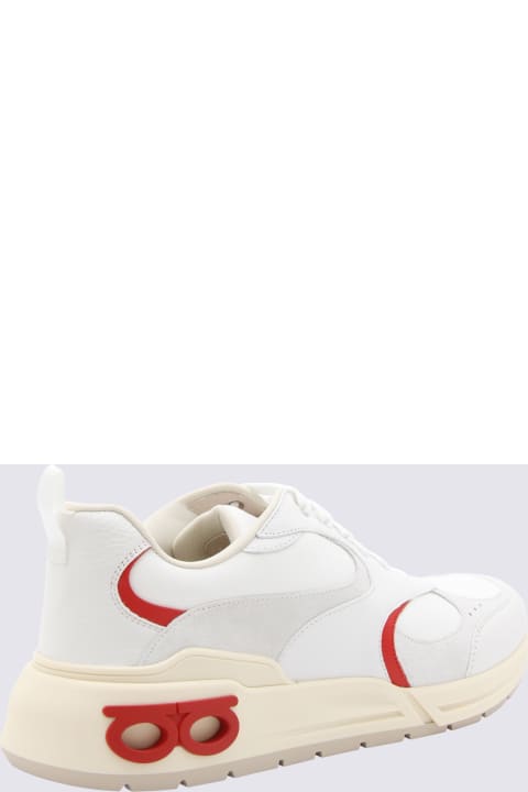 メンズ Ferragamoのシューズ Ferragamo White And Red Leather Sneakers